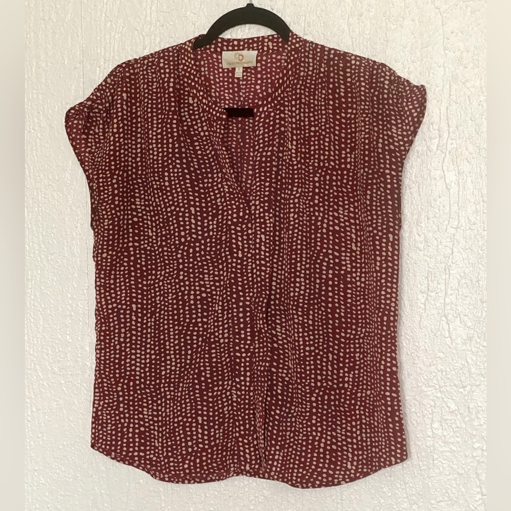 Deep red polka dot blouse by Casual Concepts